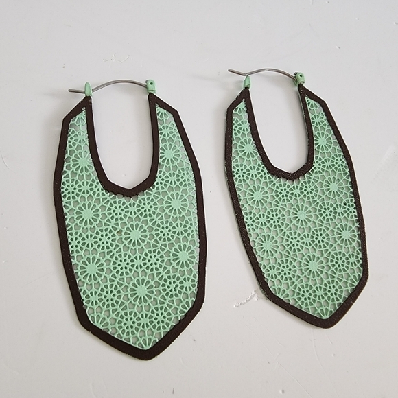 NWT Filigree Moroccan Mint Boho Pin Catch Earrings - Picture 4 of 8